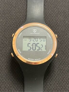 Black Digital Sports Watch with Rose Gold Trim
